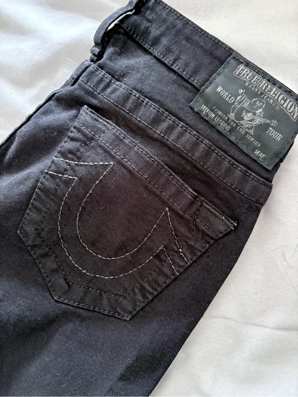 True Religion Women's Dark Black Skinny Jeans with Signature Stitch - Picture 3 of 3